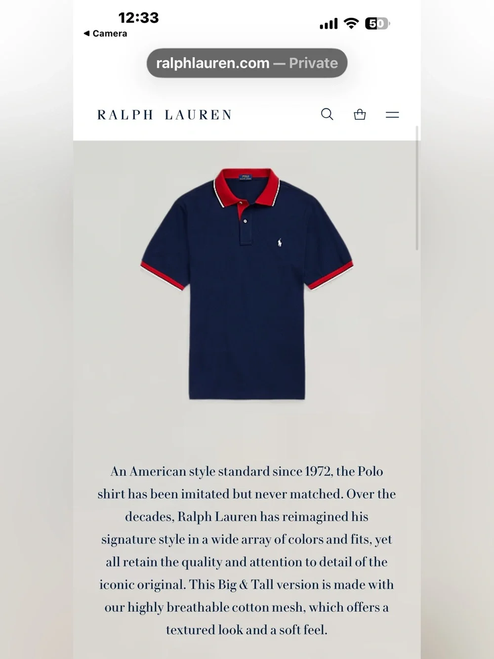 NWT Polo Ralph Lauren 3X 3XL Big Man's Blue, Red & White Cotton Mesh POLO